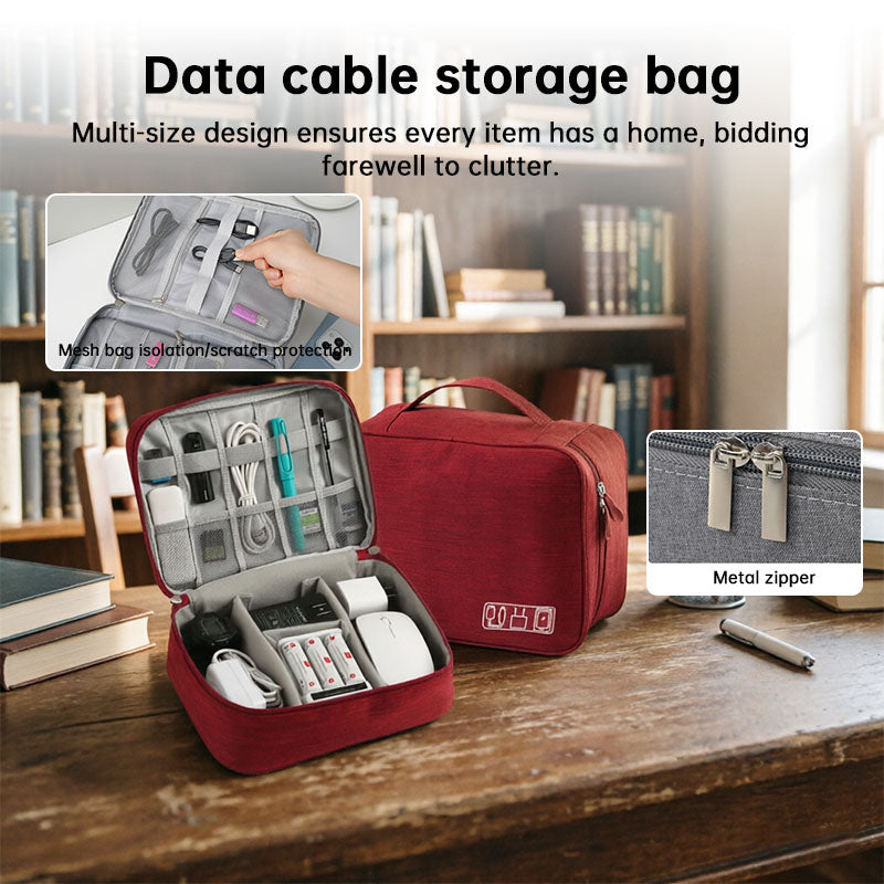 Waterproof Travel Cable Organizer Bag Portable Digital Electronics Storage Pouch for USB Cables Chargers & Gadgets
