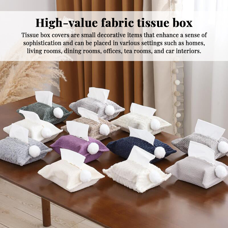 Chenille Tissue Box Cover | Soft Plush Napkin Organizer | Kitchen, Bathroom & Car