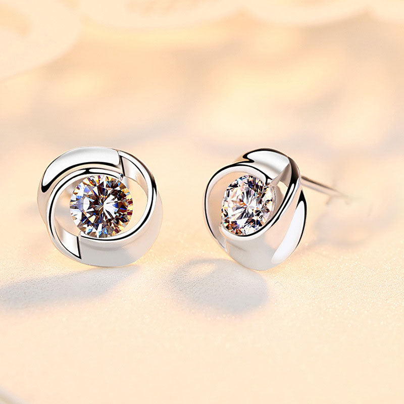 S925 Silver Rose Petal Earrings