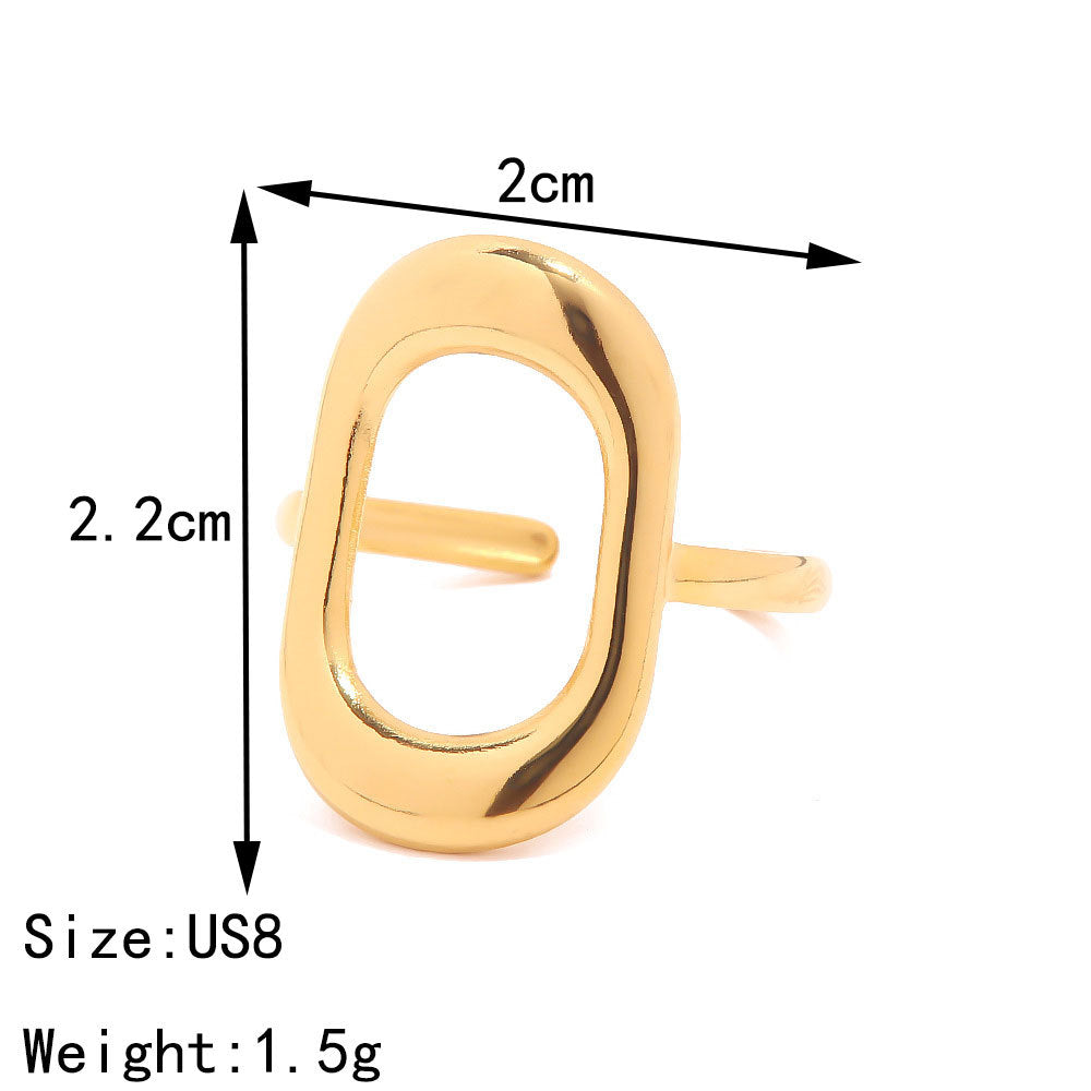 Hollow Geometric Oval  Ring