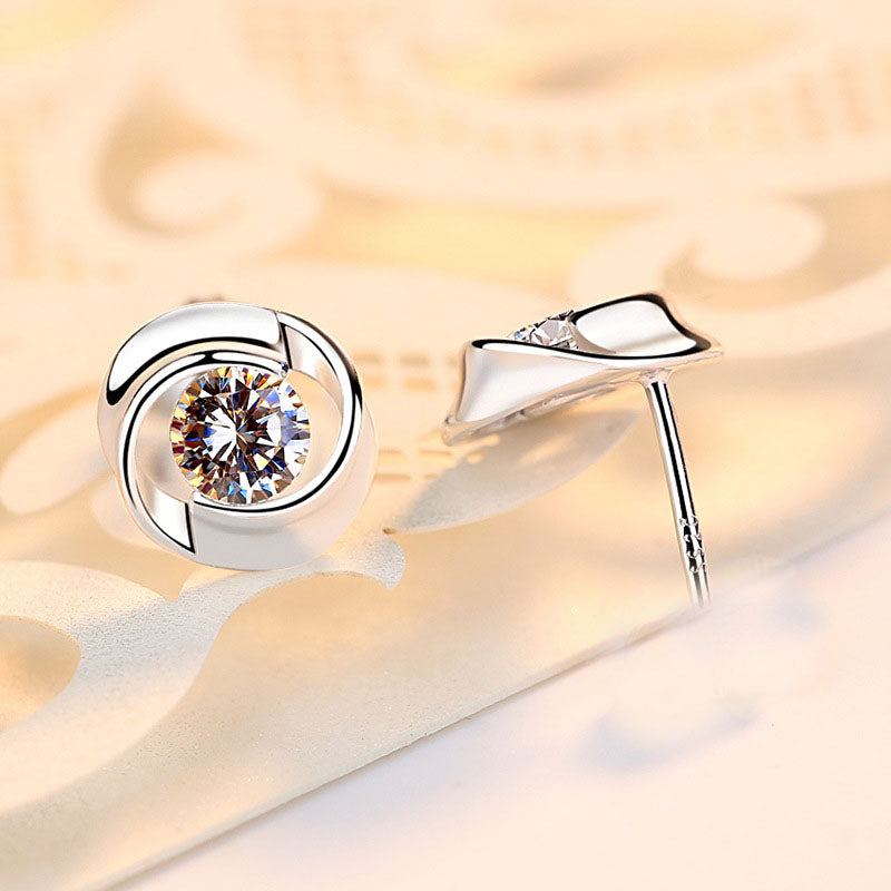 S925 Silver Rose Petal Earrings