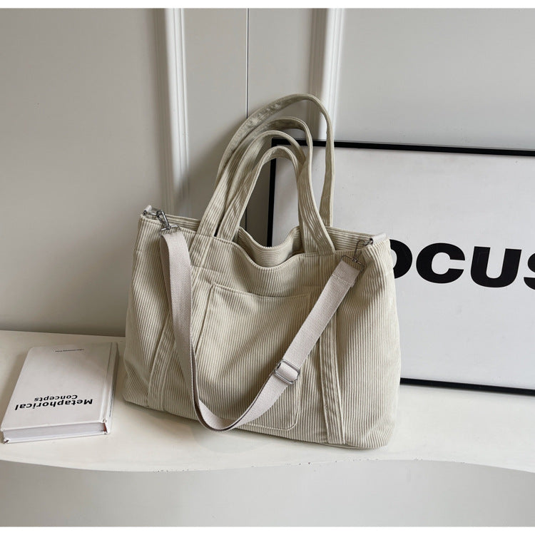 Crossbody Tote Bag in Corduroy