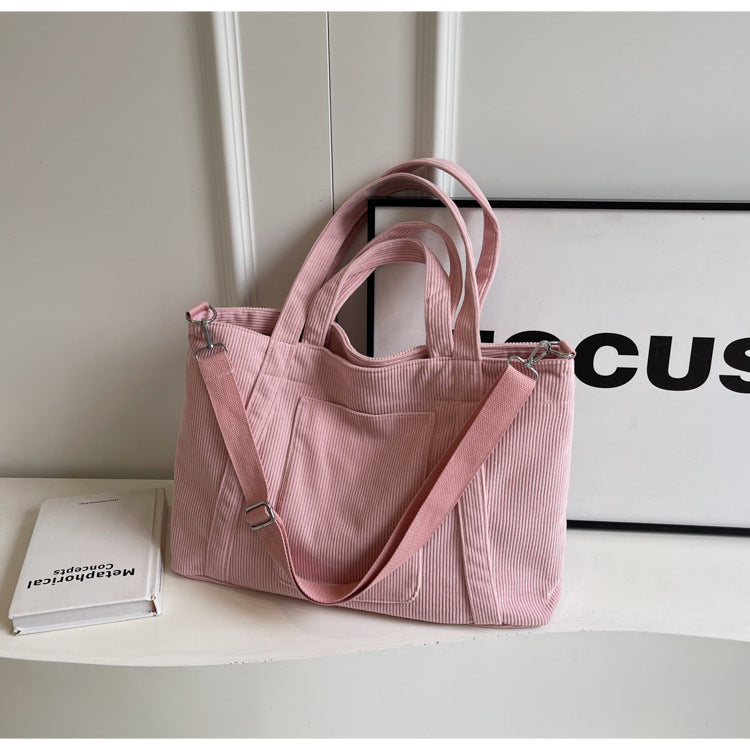 Crossbody Tote Bag in Corduroy