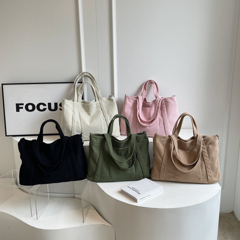 Crossbody Tote Bag in Corduroy