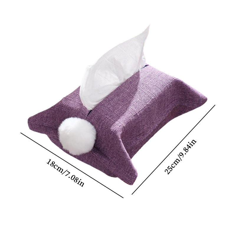 Chenille Tissue Box Cover | Soft Plush Napkin Organizer | Kitchen, Bathroom & Car