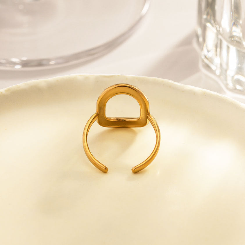 Hollow Geometric Oval  Ring