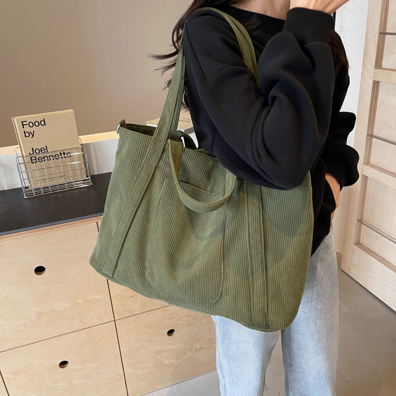 Crossbody Tote Bag in Corduroy