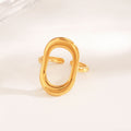 Hollow Geometric Oval  Ring