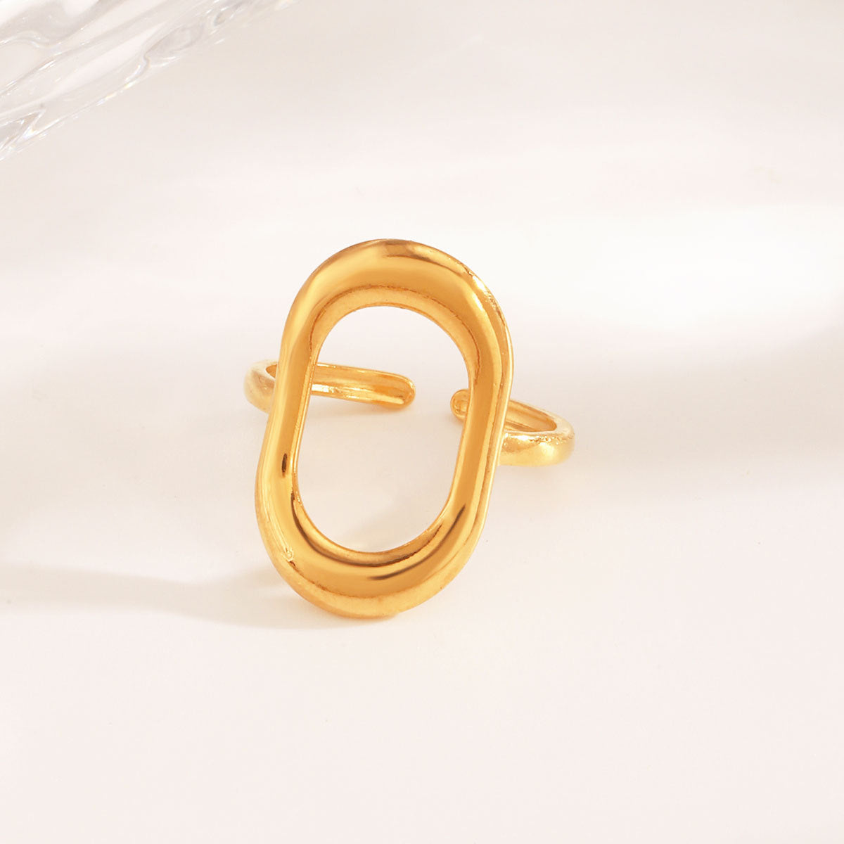 Hollow Geometric Oval  Ring