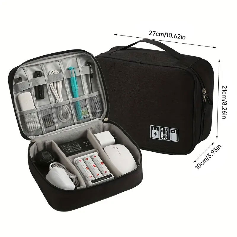 Waterproof Travel Cable Organizer Bag Portable Digital Electronics Storage Pouch for USB Cables Chargers & Gadgets