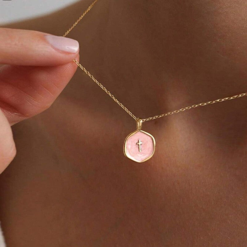 Drip Oil Cross Necklace