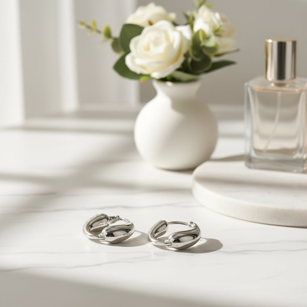 O-Shape Hoop Earrings | 18K Gold & Silver Titanium Steel
