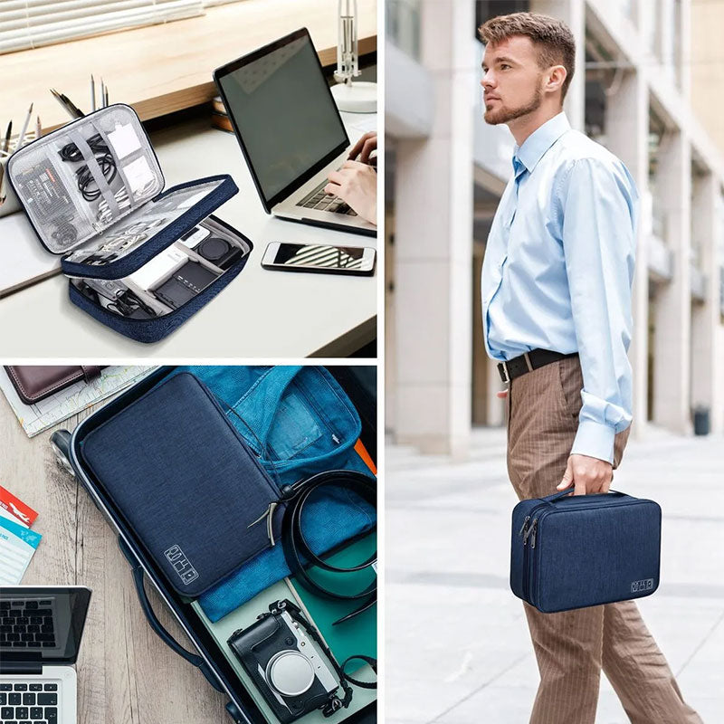 Waterproof Travel Cable Organizer Bag Portable Digital Electronics Storage Pouch for USB Cables Chargers & Gadgets