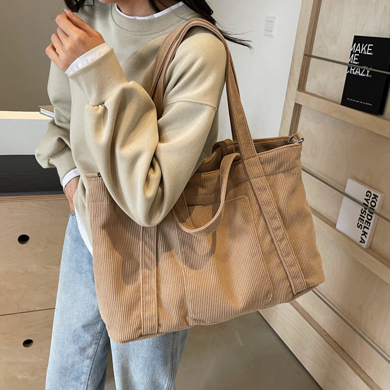 Crossbody Tote Bag in Corduroy