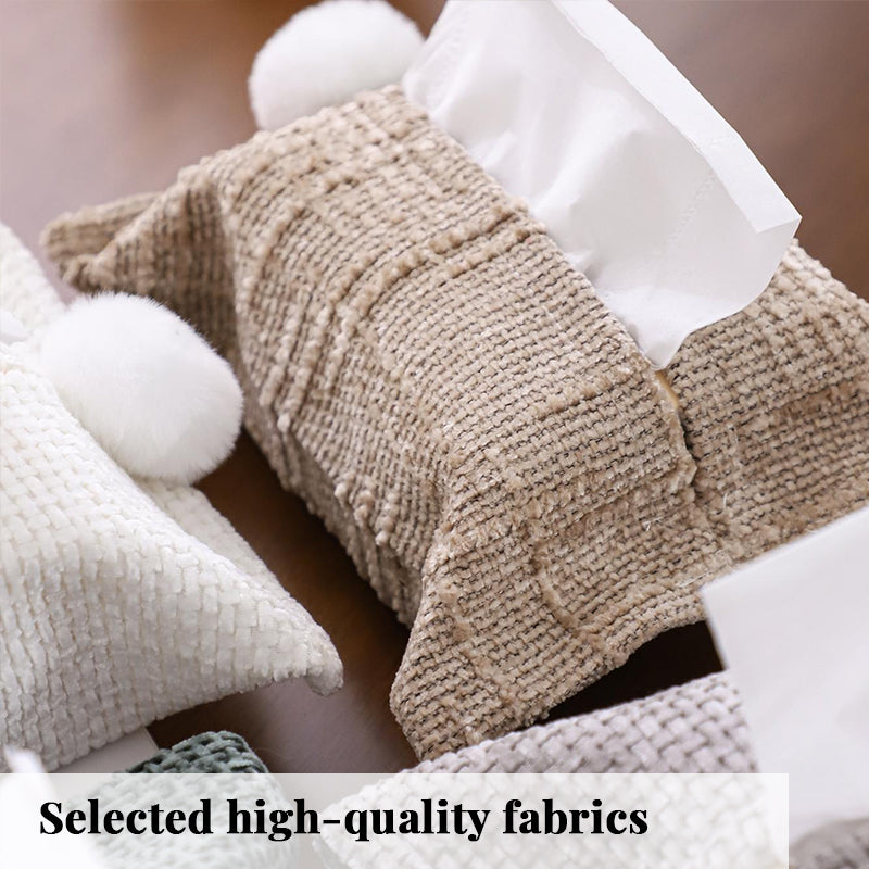 Chenille Tissue Box Cover | Soft Plush Napkin Organizer | Kitchen, Bathroom & Car