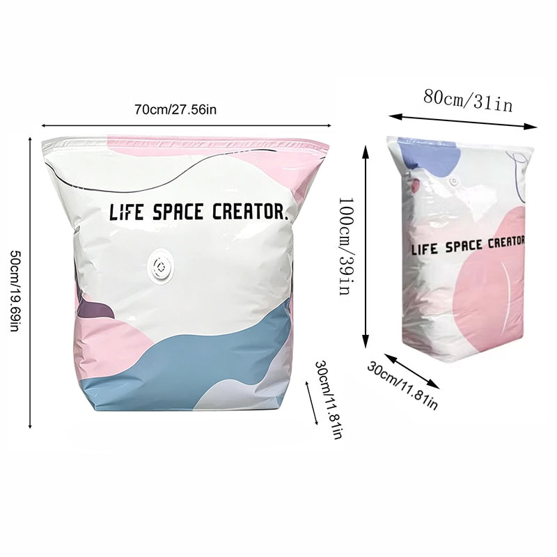 Pump-Free 3D Vacuum Bags, 3-Sec Compression, Reusable
