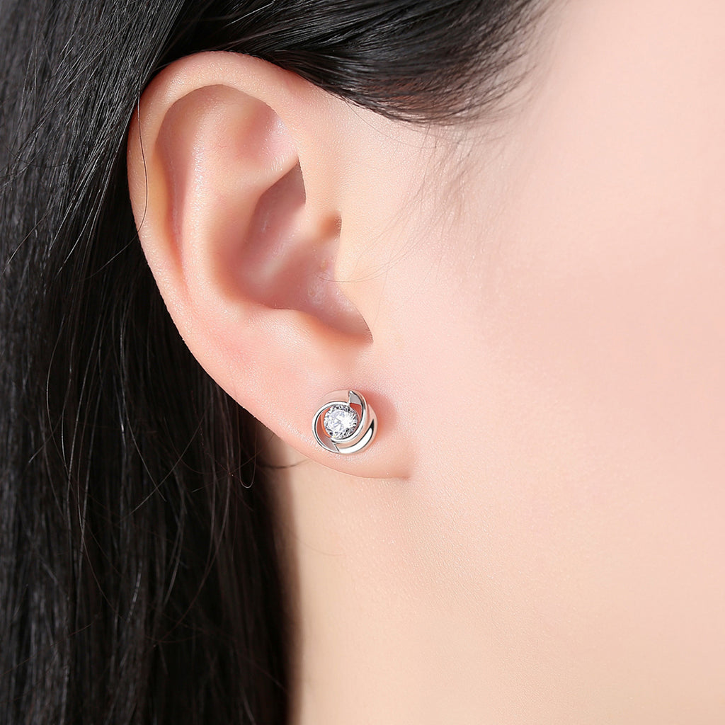 S925 Silver Rose Petal Earrings