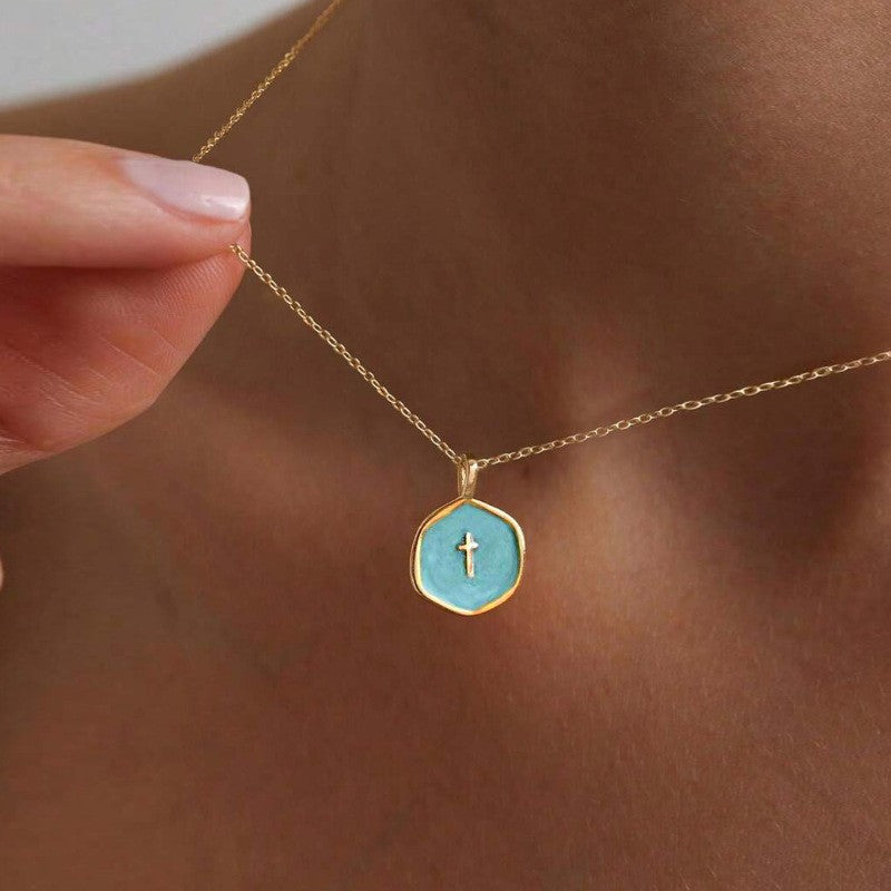 Drip Oil Cross Necklace