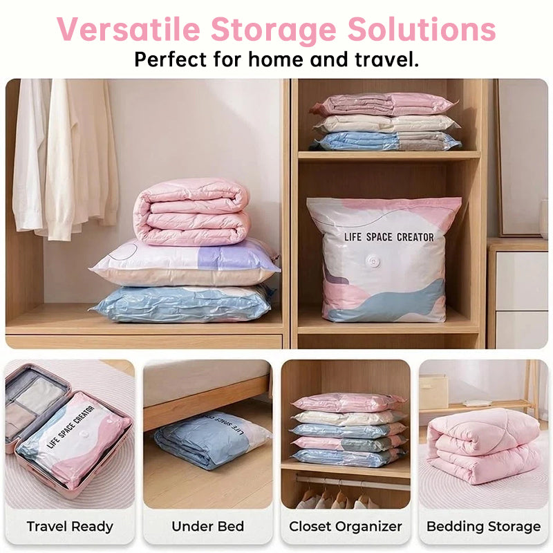 Pump-Free 3D Vacuum Bags, 3-Sec Compression, Reusable