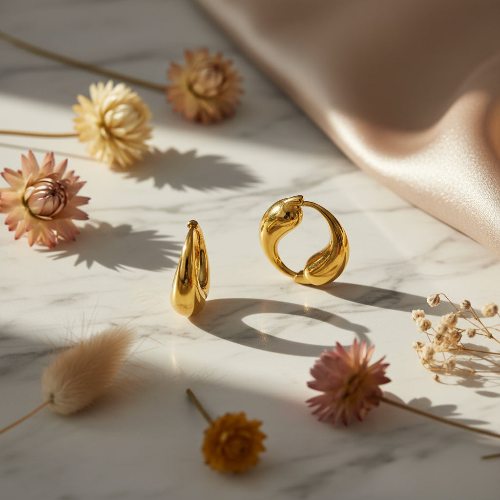 O-Shape Hoop Earrings | 18K Gold & Silver Titanium Steel